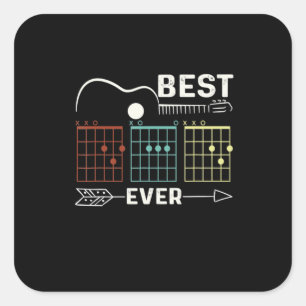 Sticker Carré Guitariste Meilleur papa Jour d'anniversaire