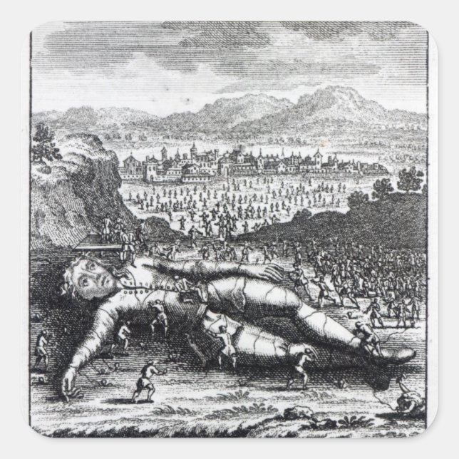 Sticker Carré Gulliver capturé par les Lilliputiens (Devant)