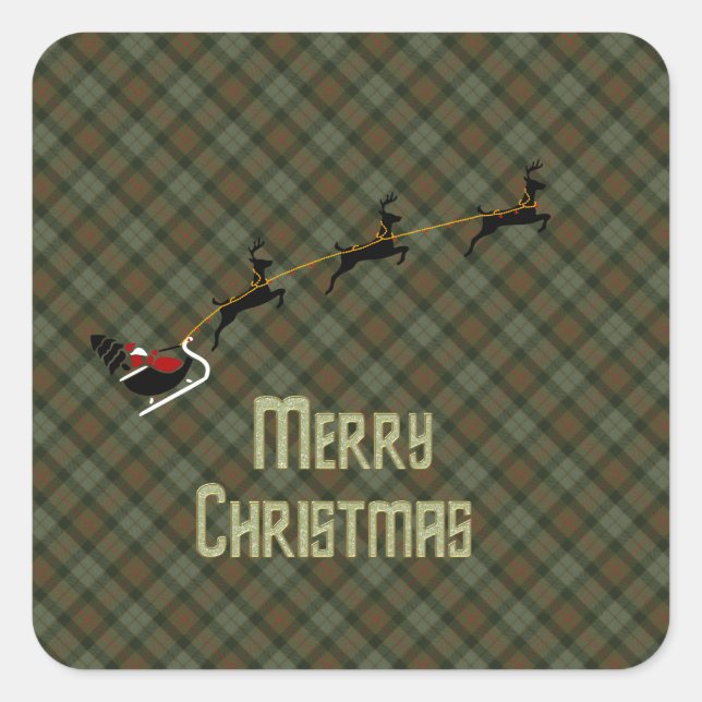 Sticker Carré Gunn Tartan écossais Patiné (Devant)