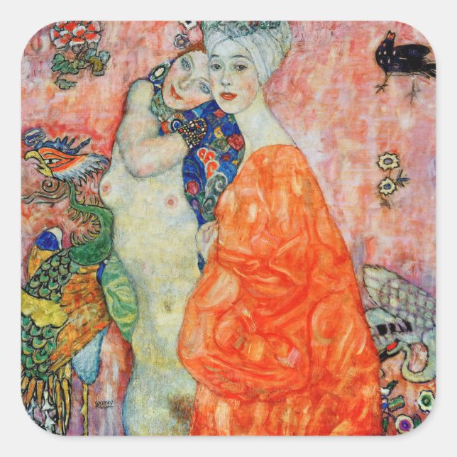 Sticker Carré Gustav Klimt - Femmes amis (Devant)