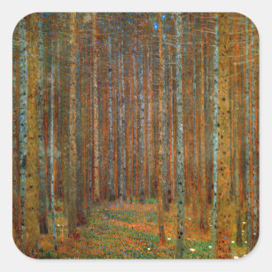 Sticker Carré Gustav Klimt - Forêt de pins de Tannenwald