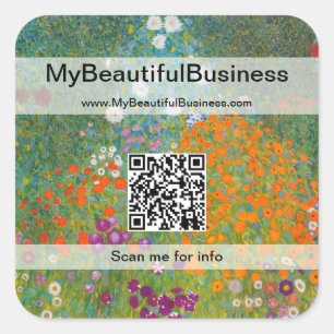 Sticker Carré Gustav Klimt - Jardin des fleurs Code QR