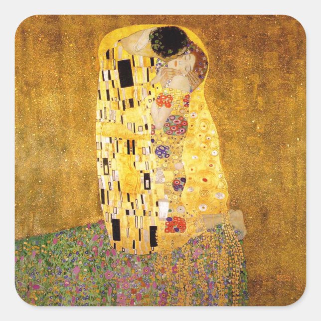 Sticker Carré Gustav Klimt La Peinture Classique Du Kiss (Devant)