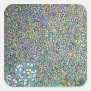 Sticker Carré Gustav Klimt - Roseraies sous les Arbres