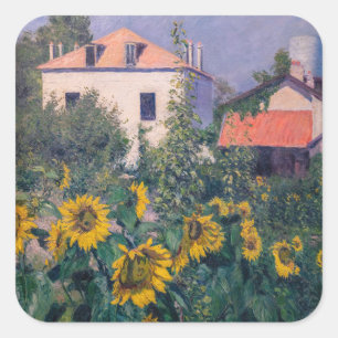 Sticker Carré Gustave Caillebotte - Fleurs de soleil, Jardin