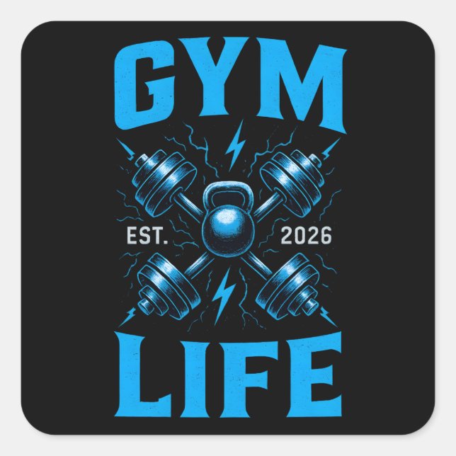 Sticker Carré Gym Life Est. 2026 – New Chapter Fitness (Devant)