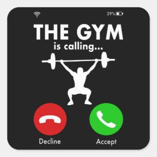 Sticker Carré Gymnase Powerlifting Bodybuilding Dire Cadeau