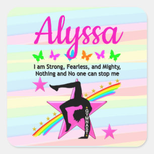 STICKER CARRÉ GYMNAST FORT, INCRAINTE ET PUISSANT
