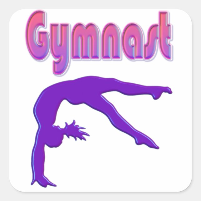 Sticker Carré Gymnaste Power Tumbling Purple Metallen (Devant)