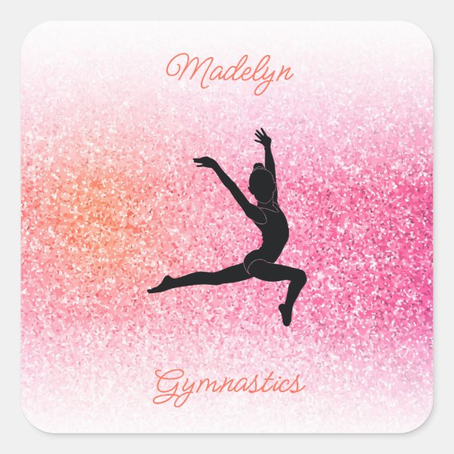 Sticker Carré Gymnastique fille en Gymnaste Léotard rose Tangeri (Devant)
