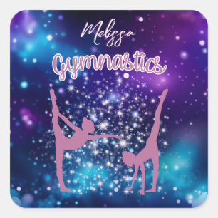 Sticker Carré Gymnastique Galaxie Purple Turquoise Personnalisé