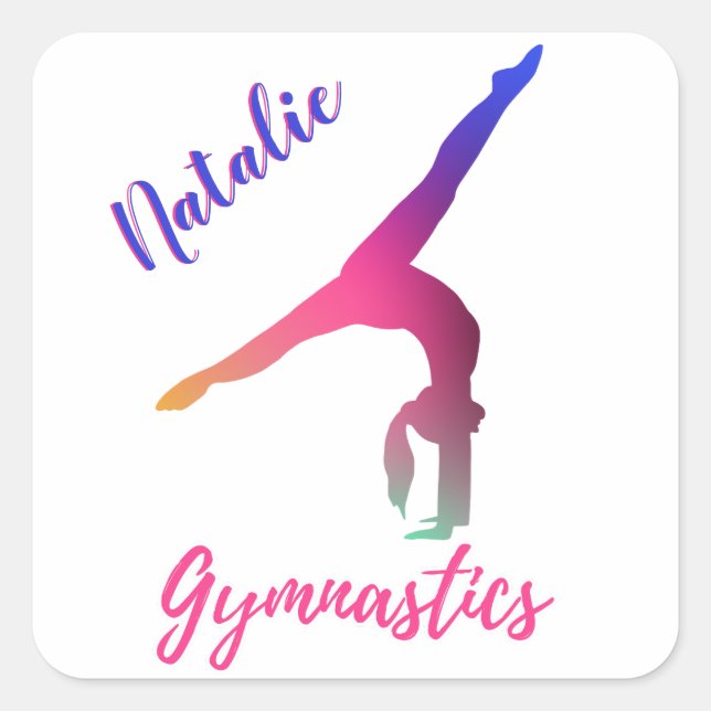 Sticker Carré Gymnastique Kickover rose violet Personnalisé (Devant)