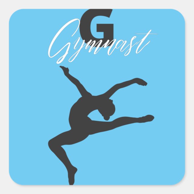 Sticker Carré Gymnastique Monogramme G est pour Gymnaste (Devant)