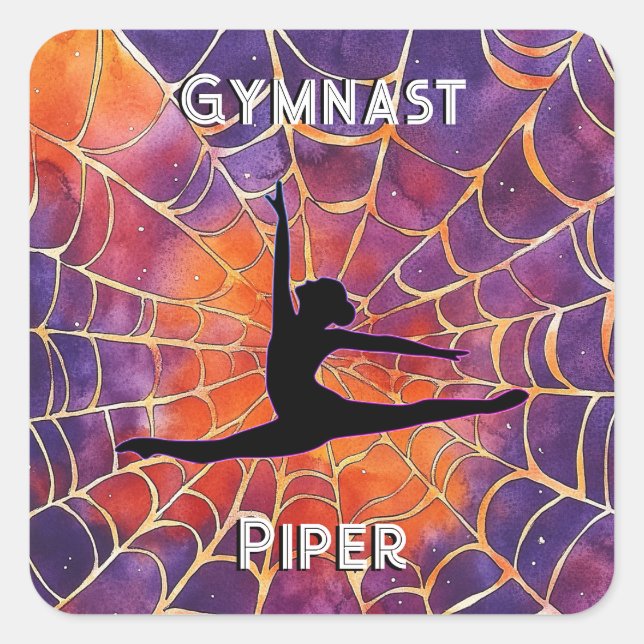 Sticker Carré Gymnastique personnalisée Halloween Spiderweb (Devant)