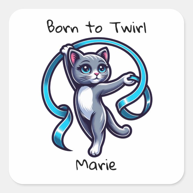 Sticker Carré Gymnastique rythmique Ribbon Twirl (Devant)