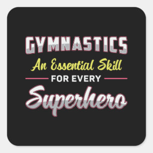 Sticker Carré Gymnastique Superhero Acrobat Bars Beam Gymnast