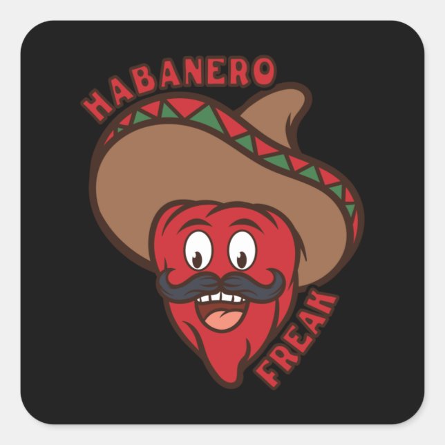 Sticker Carré Habanero Freak Chili Comic Food Spiciness Funny (Devant)
