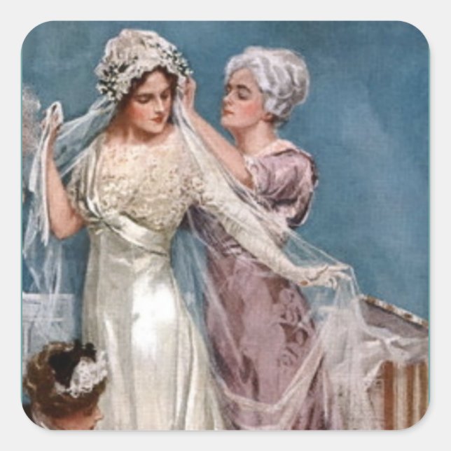 Sticker Carré Habiller la mariée (Devant)