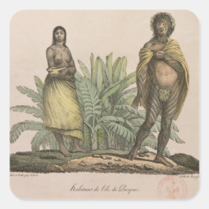 Sticker Carré Habitants de l'île de Pâques