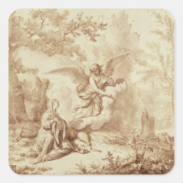 Sticker Carré Hagar dans le désert (Devant)