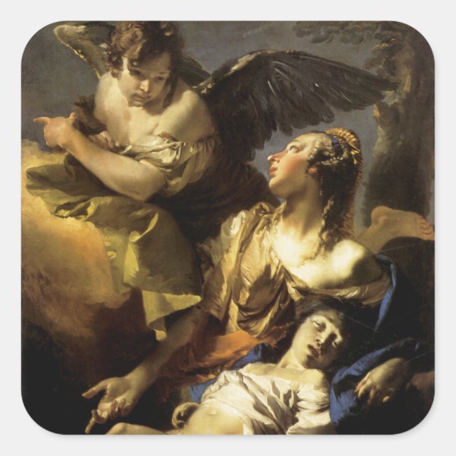 Sticker Carré Hagar et Ismael dans le désert (Devant)