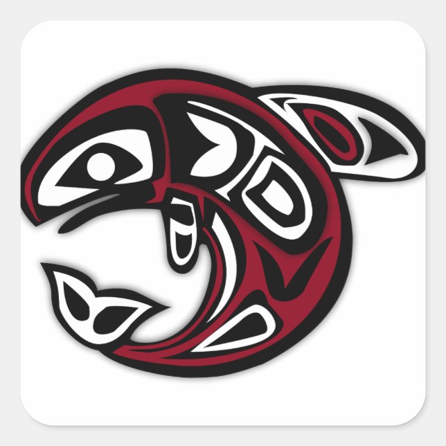Sticker Carré Haida Orca Pacific Northwest Coast Killer Whale (Devant)