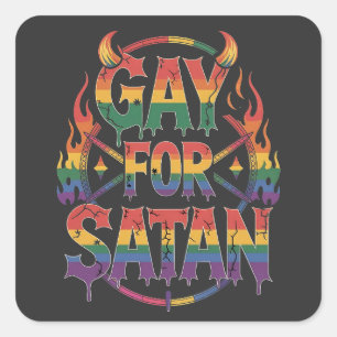 Sticker Carré Hail Gay Satan Rainbow Baphomet Devil Goat LGBTQ