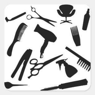 Sticker Carré Hair Salon Tools  