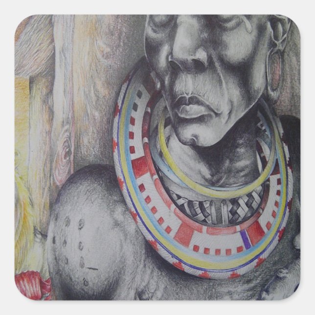 Sticker carré Hakuna Matata avec Lions- Masai (Devant)