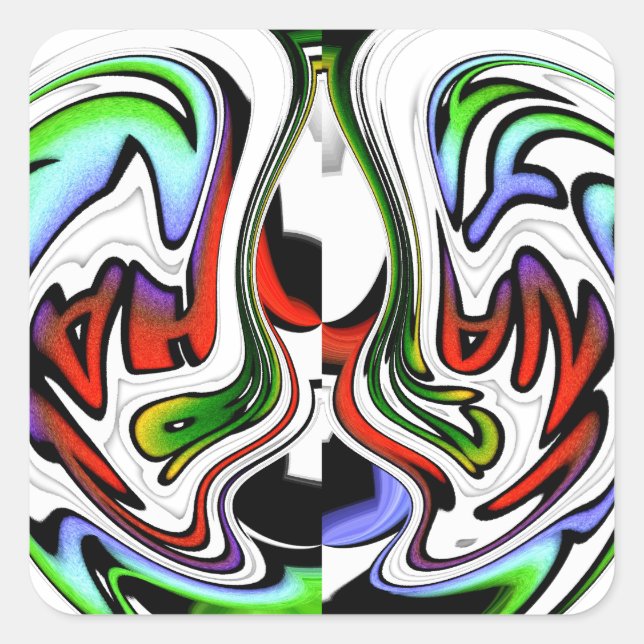 Sticker Carré Hakuna Matata avec tourbillon et dégradations Abst (Devant)