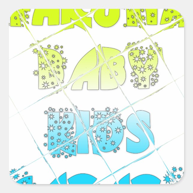 Sticker Carré Hakuna Matata Bébé Enfants Joyeuses Couleurs Art I (Devant)