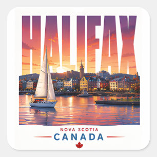 Sticker Carré Halifax Canada Front de mer Port de plaisance Voya