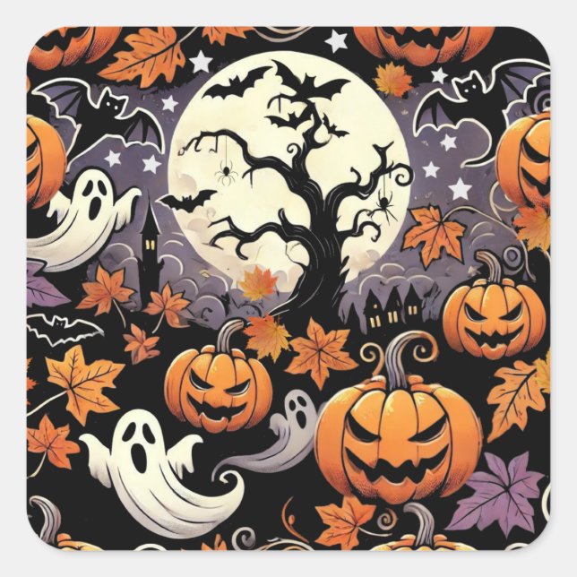 Sticker Carré Halloween/Automne/Automne (Devant)