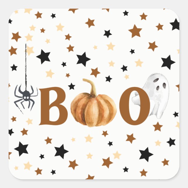 Sticker Carré Halloween Boo (Devant)