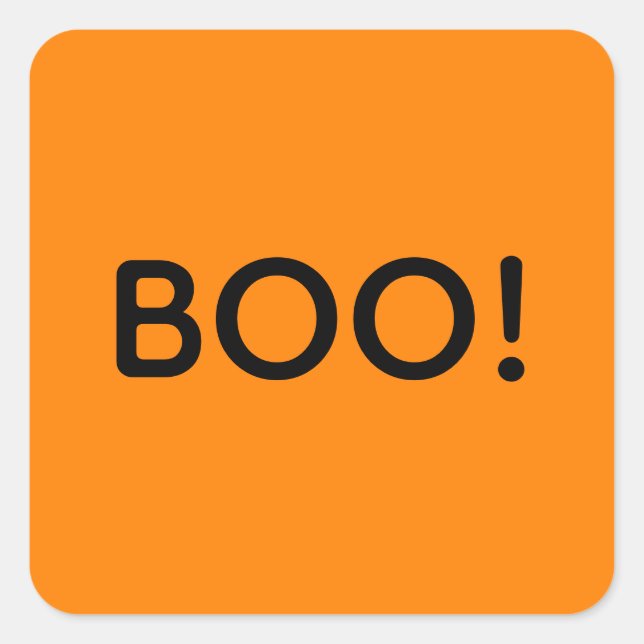 Sticker Carré Halloween BOO ! Sac cadeau de typographie simple (Devant)