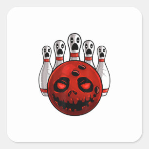 Sticker Carré Halloween Bowling Bowler Bowlingween Pun T-shirt