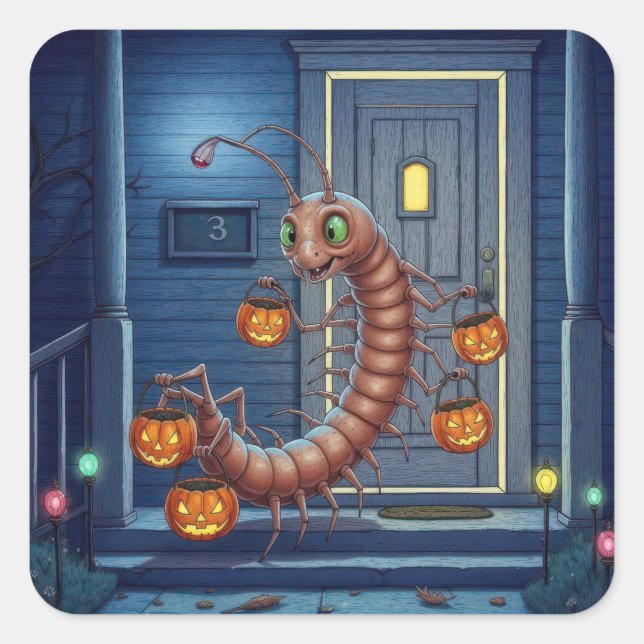 Sticker Carré Halloween Centipede Trick or Treater (Devant)