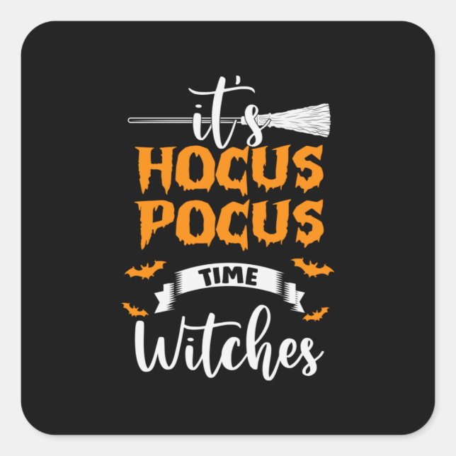 Sticker Carré Halloween C'Est Hocus Pocus Heure Anniversaire (Devant)