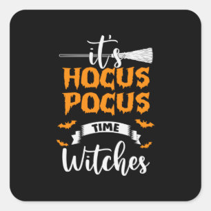 Sticker Carré Halloween C'Est Hocus Pocus Heure Anniversaire
