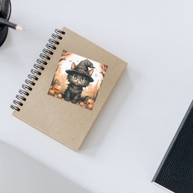 Sticker Carré Halloween chat noir (Créateur téléchargé)