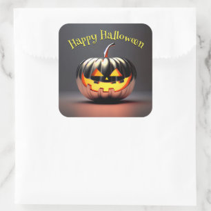 Sticker Carré Halloween Citrouille brillant