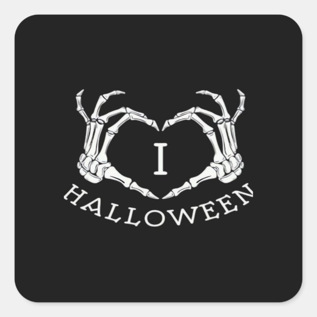 Sticker Carré Halloween! Classique - Skeleton Hands Heart (Devant)