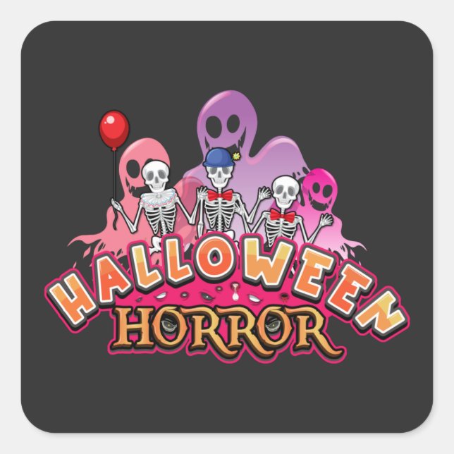 Sticker Carré Halloween Clowns effrayants Horreur (Devant)