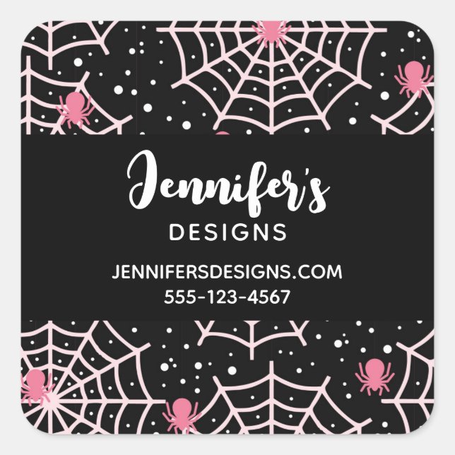 Sticker Carré Halloween Cobwebs & Spiders Motif Business (Devant)