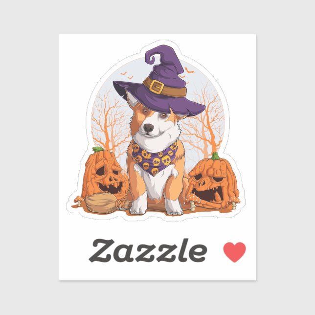 Sticker Carré Halloween Corgi (Feuille)