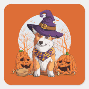 Sticker Carré Halloween Corgi