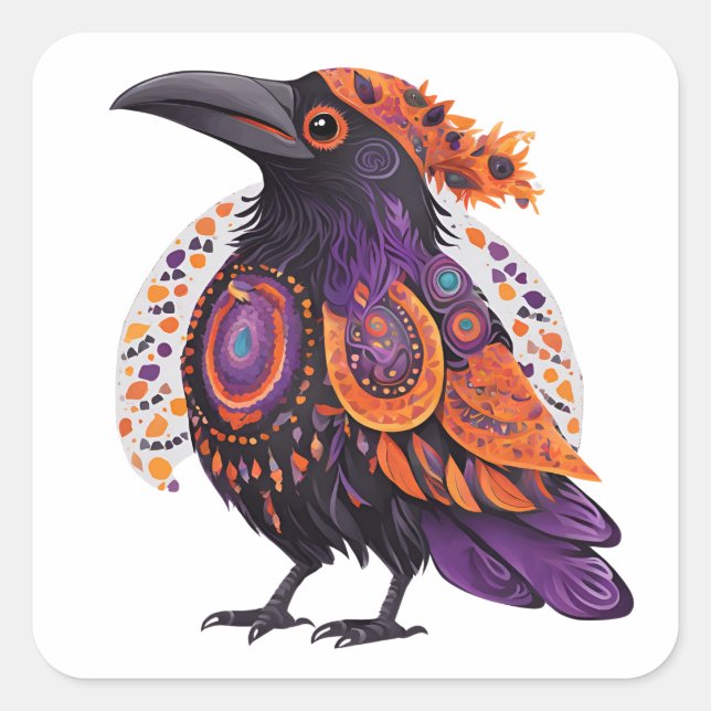 Sticker Carré Halloween Crow Alebrije (Devant)