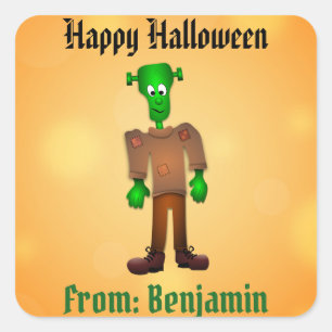 Sticker Carré Halloween Cute Frankenstein Monster Custom