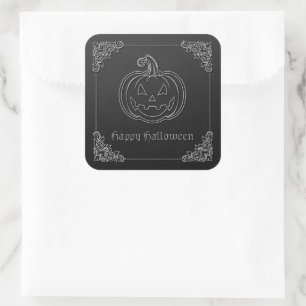 Sticker Carré Halloween de la lanterne Jack O'