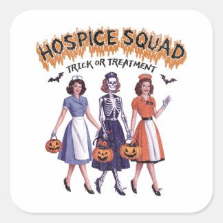 Sticker Carré Halloween De L'Équipe D'Hospice Pour L'Infirmière